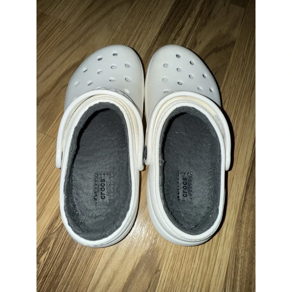 Crocs Boys‎ J2 Fur Lined Rubber Slip On Clog White